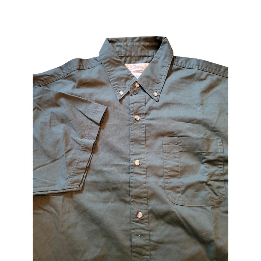 Tri-Mountain Button Up Shirt Mens XLT Green Excellent Short Sleeve Tall Pocket